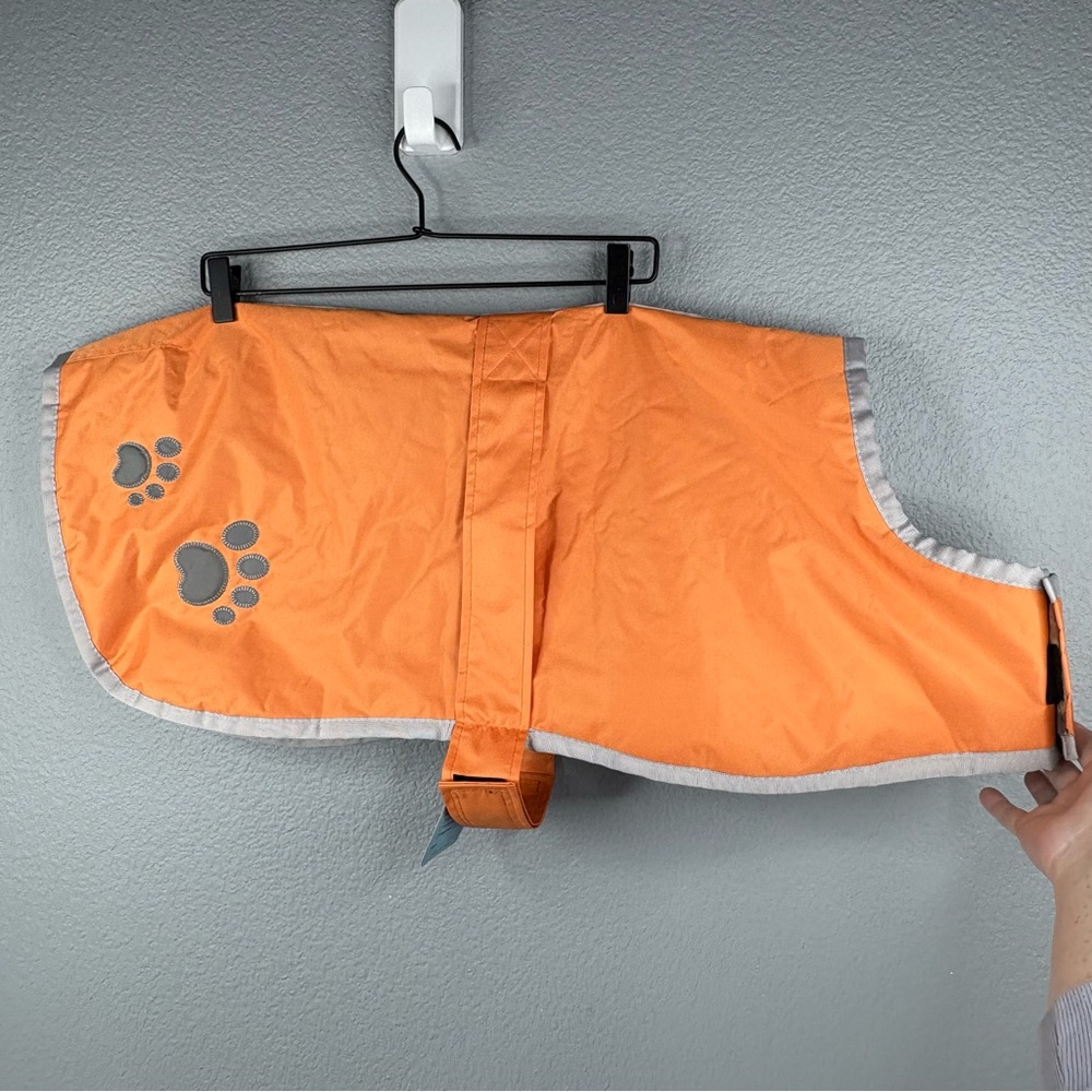 NWT Reflective Orange Warm Fleece-Lined Dog Raincoat